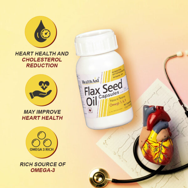 HealthAid Flax Seed Oil 1000mg (Omega-3.6.9) -60 Capsules - Image 3