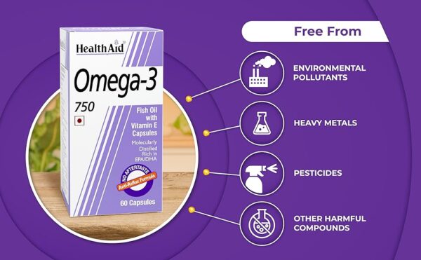 HealthAid I Omega-3 750 I Fish Oil with Vitamin E I  Rich in EPA I DHA I 60 Capsules - Image 7