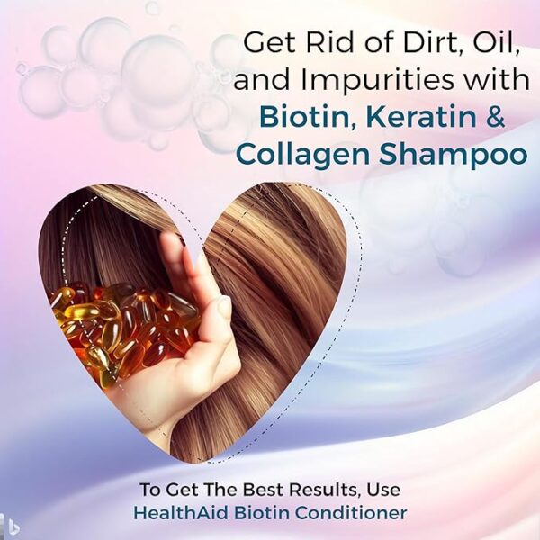 HealthAid Biotin Shampoo with Keratin & Collagen-200mL - Image 3